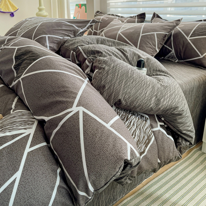 91家纺网 家纺一手货源 找家纺 朵朵家纺 2025新款芦荟棉亲肤印花系列被套单件-单被套 爱尚灰