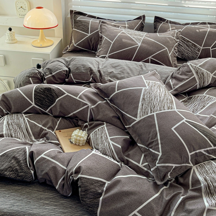 91家纺网 家纺一手货源 找家纺 朵朵家纺 2025新款芦荟棉亲肤印花系列被套单件-单被套 爱尚灰