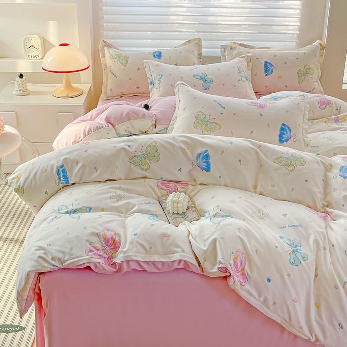 91家纺网 家纺一手货源 找家纺 朵朵家纺 2025新款芦荟棉亲肤印花系列被套单件-单被套 蝴蝶仙子