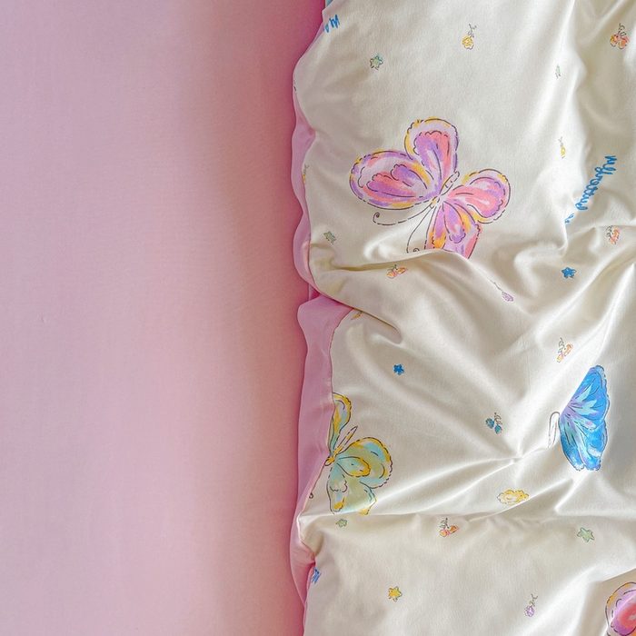 91家纺网 家纺一手货源 找家纺 朵朵家纺 2025新款芦荟棉亲肤印花系列被套单件-单被套 蝴蝶仙子