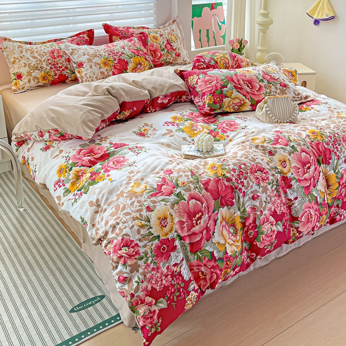 91家纺网 家纺一手货源 找家纺 朵朵家纺 2025新款芦荟棉亲肤印花系列被套单件-单被套 花初