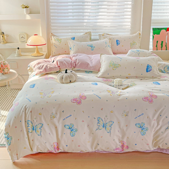 91家纺网 家纺一手货源 找家纺 朵朵家纺 2025新款芦荟棉亲肤印花系列被套单件-单被套 蝴蝶仙子