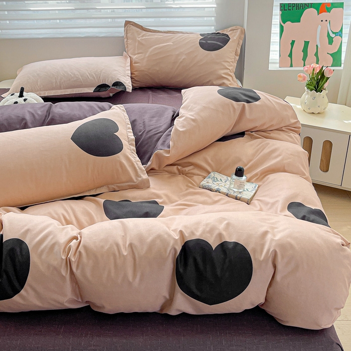 91家纺网 家纺一手货源 找家纺 朵朵家纺 2025新款芦荟棉亲肤印花系列被套单件-单被套 比心