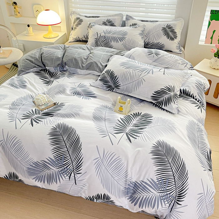 91家纺网 家纺一手货源 找家纺 朵朵家纺 2025新款芦荟棉亲肤印花系列被套单件-单被套 叶羽