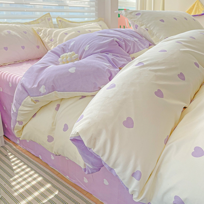 91家纺网 家纺一手货源 找家纺 朵朵家纺 2025新款芦荟棉亲肤印花系列被套单件-单被套 爱心灰