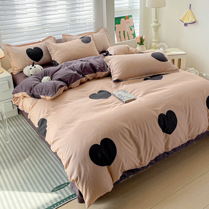 91家纺网 家纺一手货源 找家纺 朵朵家纺 2025新款芦荟棉亲肤印花系列被套单件-单被套 比心