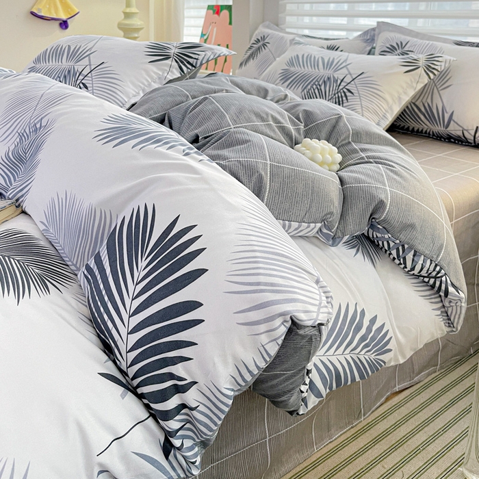 91家纺网 家纺一手货源 找家纺 朵朵家纺 2025新款芦荟棉亲肤印花系列被套单件-单被套 叶羽