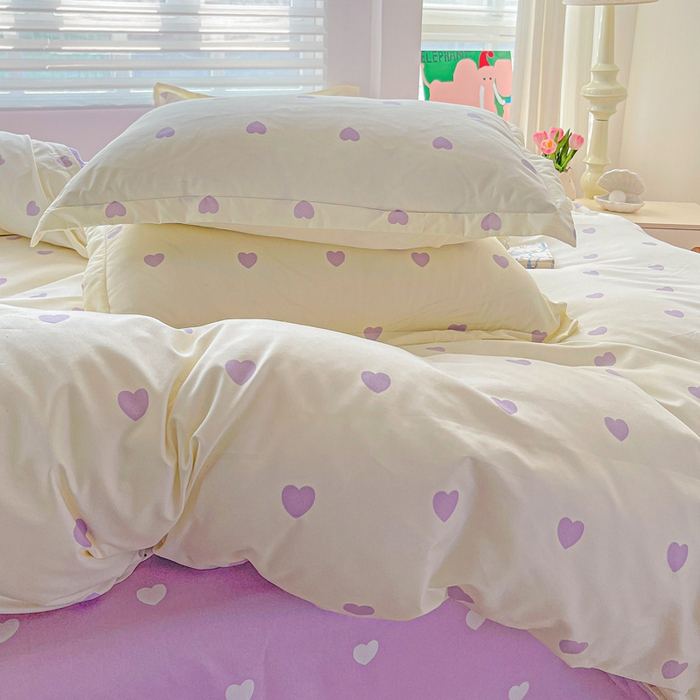 91家纺网 家纺一手货源 找家纺 朵朵家纺 2025新款芦荟棉亲肤印花系列被套单件-单被套 爱心灰