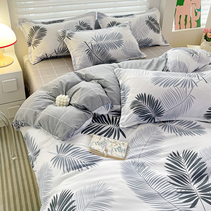 91家纺网 家纺一手货源 找家纺 朵朵家纺 2025新款芦荟棉亲肤印花系列被套单件-单被套 叶羽