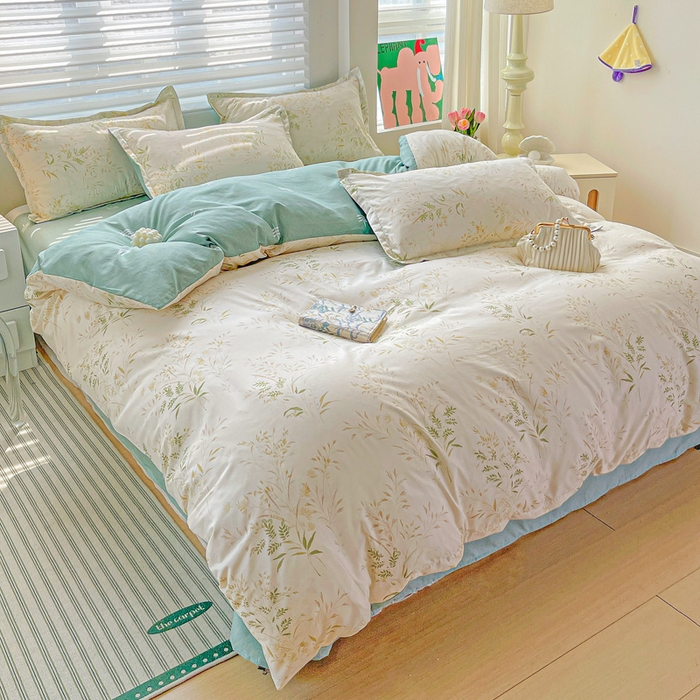 91家纺网 家纺一手货源 找家纺 朵朵家纺 2025新款芦荟棉亲肤印花系列被套单件-单被套 仙草