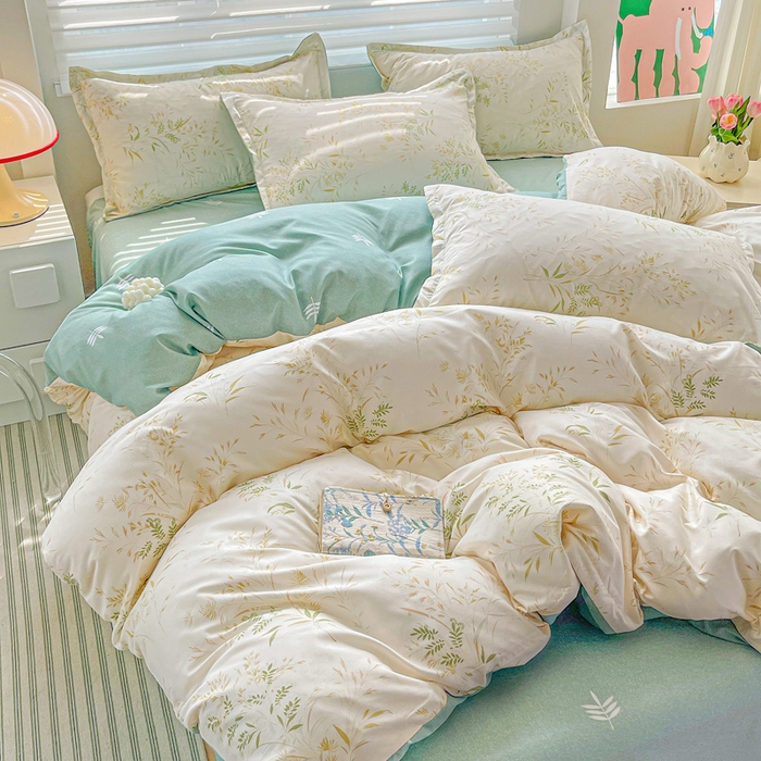 91家纺网 家纺一手货源 找家纺 朵朵家纺 2025新款芦荟棉亲肤印花系列被套单件-单被套 仙草