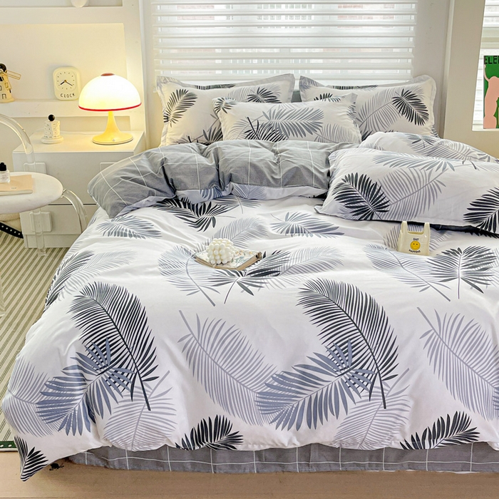 91家纺网 家纺一手货源 找家纺 朵朵家纺 2025新款芦荟棉亲肤印花系列被套单件-单被套 叶羽