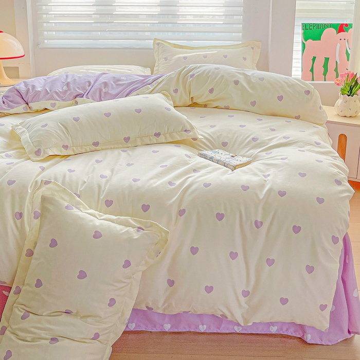 91家纺网 家纺一手货源 找家纺 朵朵家纺 2025新款芦荟棉亲肤印花系列被套单件-单被套 爱心灰