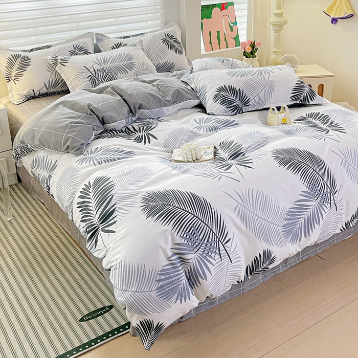 91家纺网 家纺一手货源 找家纺 朵朵家纺 2025新款芦荟棉亲肤印花系列被套单件-单被套 叶羽