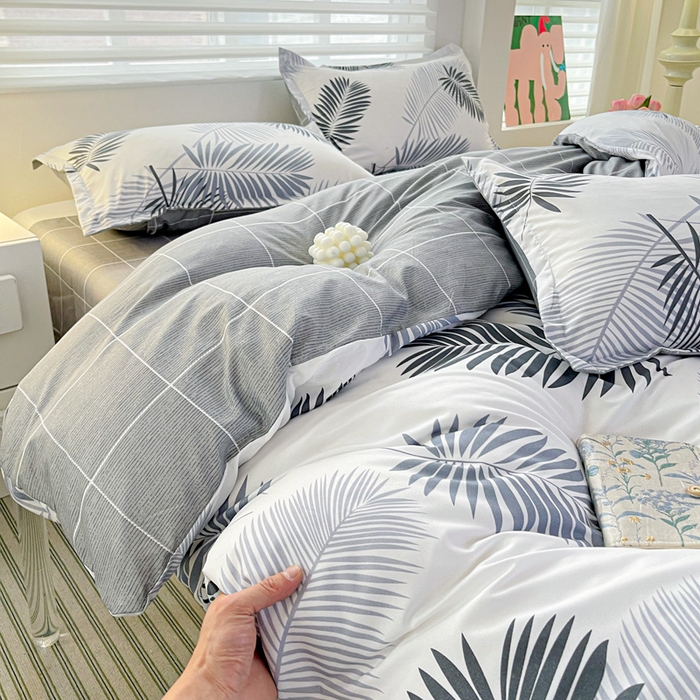 91家纺网 家纺一手货源 找家纺 朵朵家纺 2025新款芦荟棉亲肤印花系列被套单件-单被套 叶羽