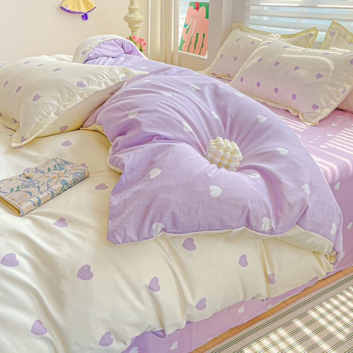 91家纺网 家纺一手货源 找家纺 朵朵家纺 2025新款芦荟棉亲肤印花系列被套单件-单被套 爱心灰