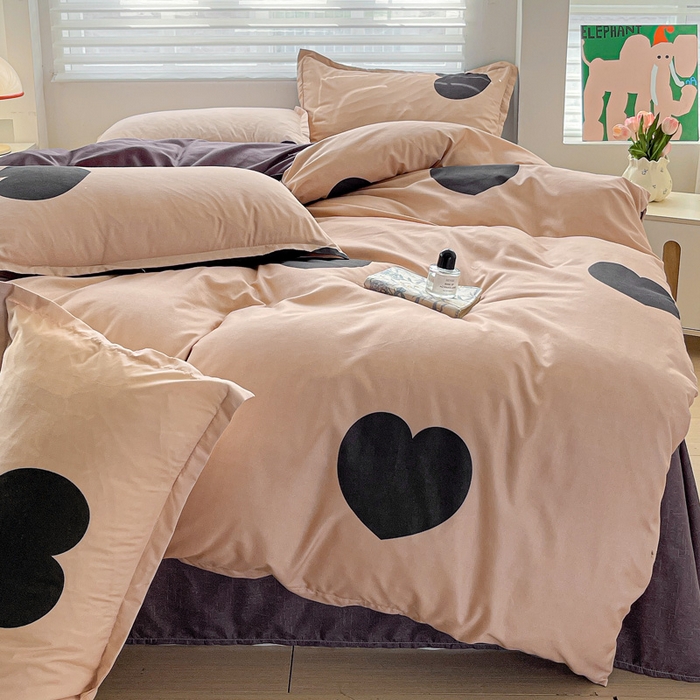 91家纺网 家纺一手货源 找家纺 朵朵家纺 2025新款芦荟棉亲肤印花系列被套单件-单被套 比心