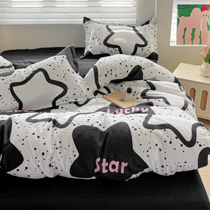 91家纺网 家纺一手货源 找家纺 朵朵家纺 2025新款芦荟棉亲肤印花系列被套单件-单被套 幸运星