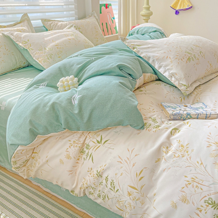 91家纺网 家纺一手货源 找家纺 朵朵家纺 2025新款芦荟棉亲肤印花系列被套单件-单被套 仙草