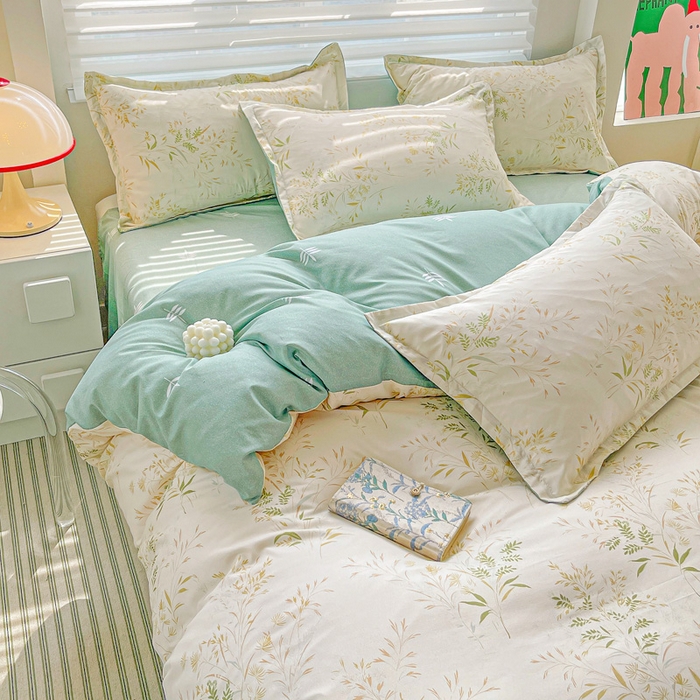 91家纺网 家纺一手货源 找家纺 朵朵家纺 2025新款芦荟棉亲肤印花系列被套单件-单被套 仙草