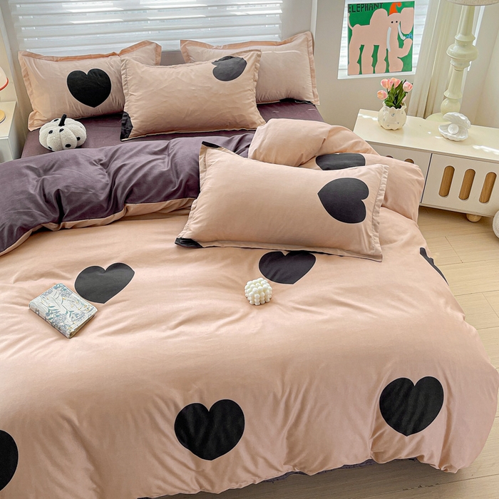 91家纺网 家纺一手货源 找家纺 朵朵家纺 2025新款芦荟棉亲肤印花系列被套单件-单被套 比心