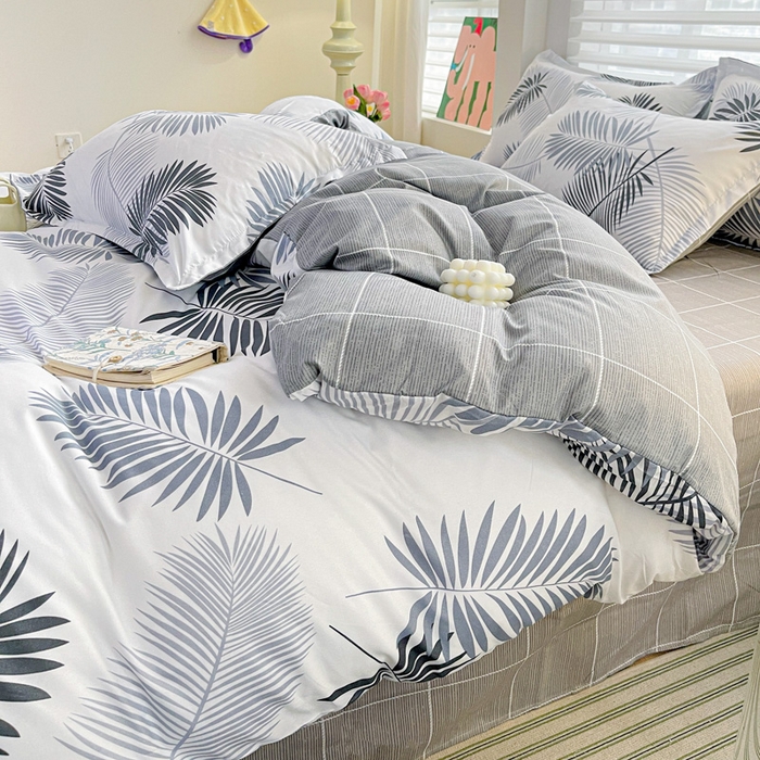 91家纺网 家纺一手货源 找家纺 朵朵家纺 2025新款芦荟棉亲肤印花系列被套单件-单被套 叶羽