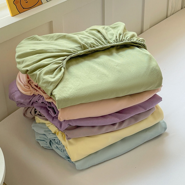 91家纺网 家纺一手货源 找家纺 朵朵家纺 2025新款水洗双层纱纯色糖果色床笠跨境系列（床垫保护套） 组合图