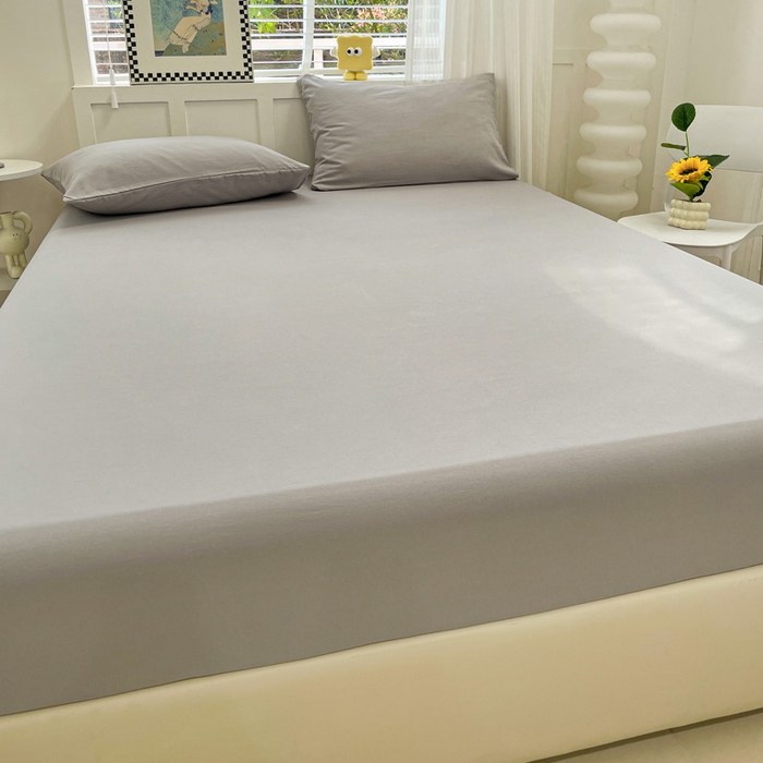 91家纺网 家纺一手货源 找家纺 （总）朵朵家纺 2025新款水洗双层纱纯色糖果色床笠跨境系列（床垫保护套）