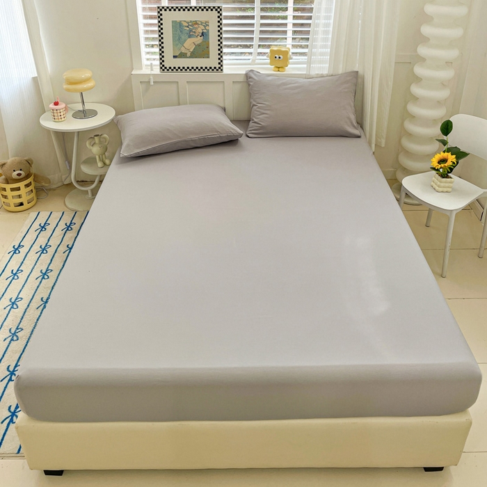 91家纺网 家纺一手货源 找家纺 （总）朵朵家纺 2025新款水洗双层纱纯色糖果色床笠跨境系列（床垫保护套）