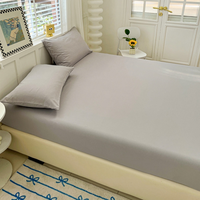 91家纺网 家纺一手货源 找家纺 （总）朵朵家纺 2025新款水洗双层纱纯色糖果色床笠跨境系列（床垫保护套）