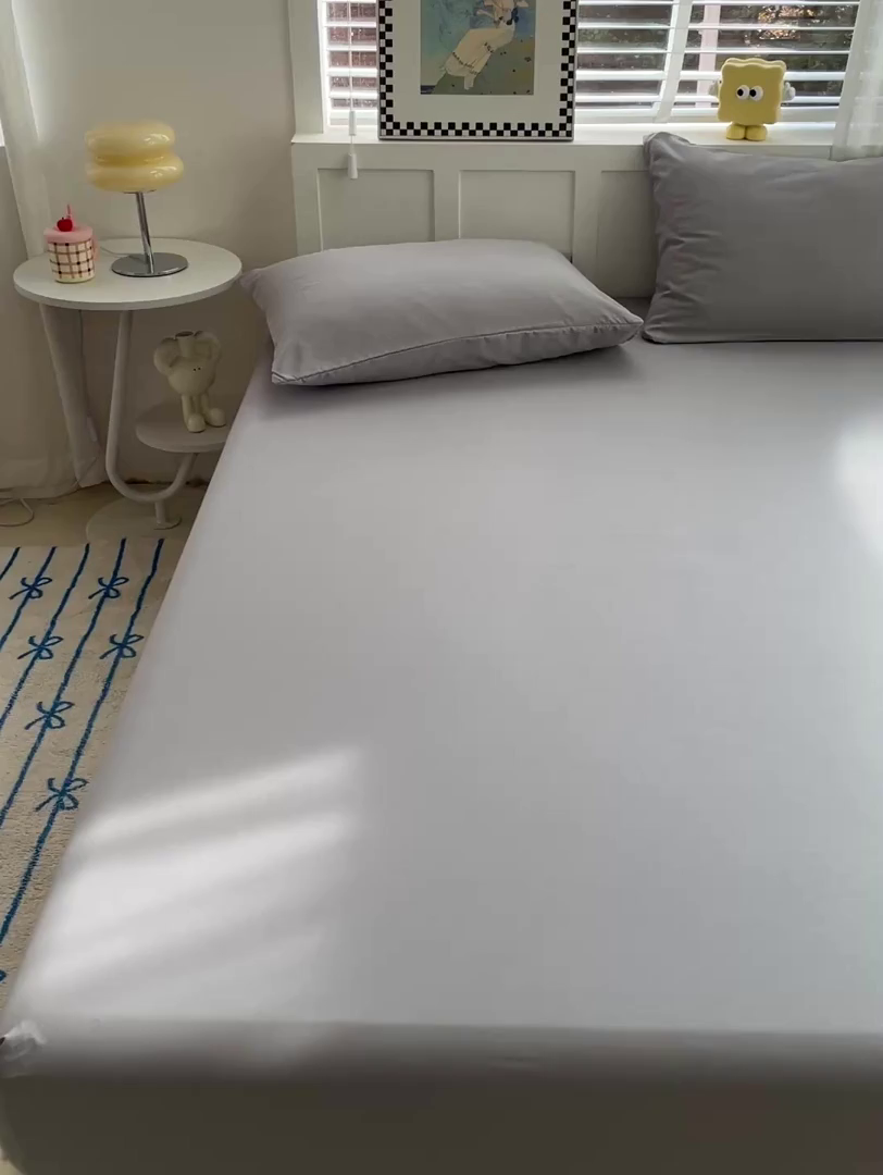 91家纺网 家纺一手货源 找家纺 （总）朵朵家纺 2025新款水洗双层纱纯色糖果色床笠跨境系列（床垫保护套）