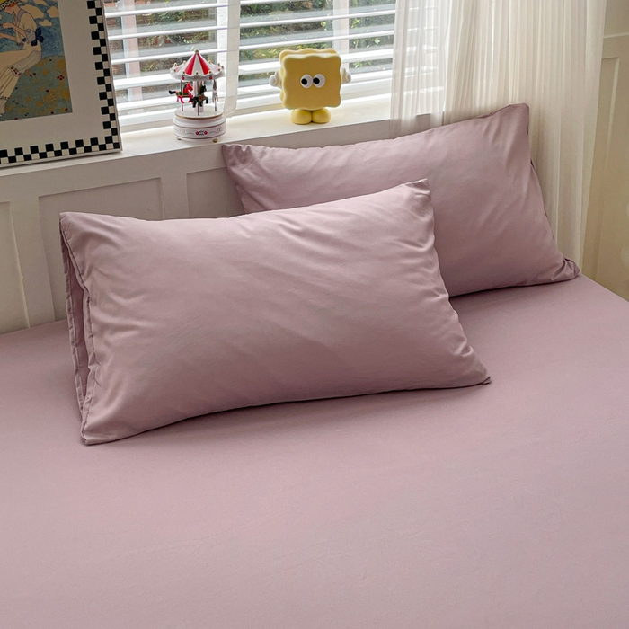 91家纺网 家纺一手货源 找家纺 朵朵家纺 2025新款水洗双层纱纯色糖果色床笠跨境系列（床垫保护套） 暗紫