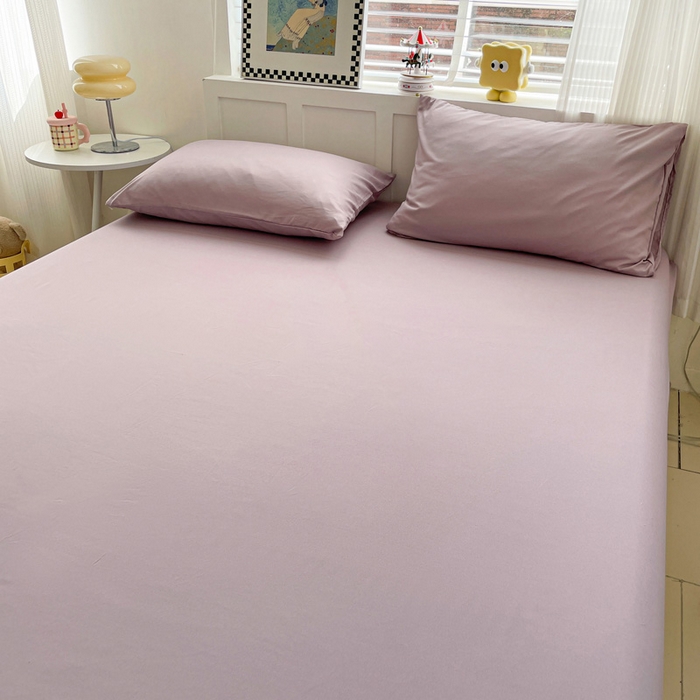91家纺网 家纺一手货源 找家纺 朵朵家纺 2025新款水洗双层纱纯色糖果色床笠跨境系列（床垫保护套） 暗紫