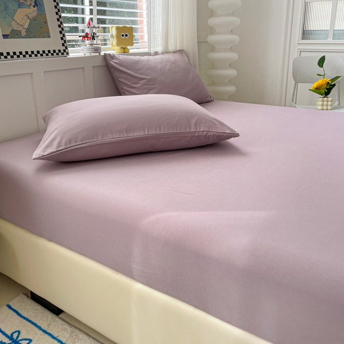 91家纺网 家纺一手货源 找家纺 朵朵家纺 2025新款水洗双层纱纯色糖果色床笠跨境系列（床垫保护套） 暗紫