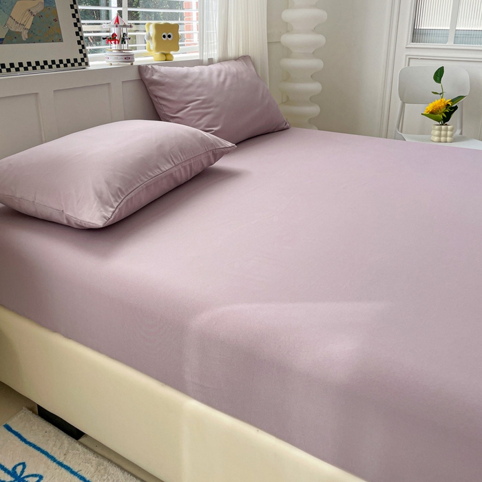 91家纺网 家纺一手货源 找家纺 朵朵家纺 2025新款水洗双层纱纯色糖果色床笠跨境系列（床垫保护套） 暗紫