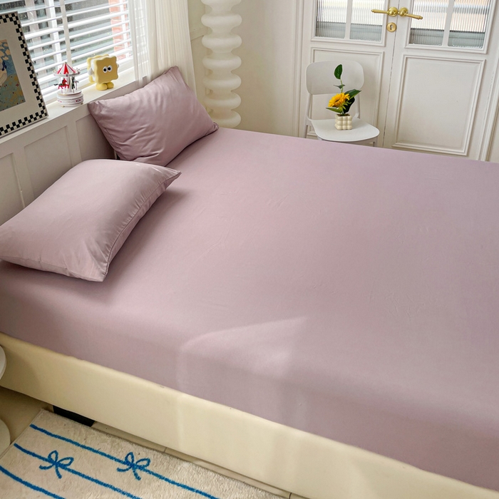 91家纺网 家纺一手货源 找家纺 朵朵家纺 2025新款水洗双层纱纯色糖果色床笠跨境系列（床垫保护套） 暗紫