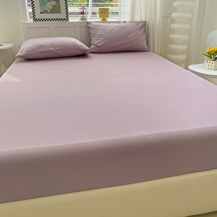 91家纺网 家纺一手货源 找家纺 朵朵家纺 2025新款水洗双层纱纯色糖果色床笠跨境系列（床垫保护套） 暗紫
