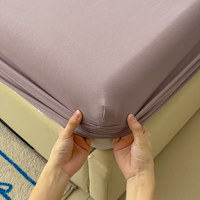 91家纺网 家纺一手货源 找家纺 朵朵家纺 2025新款水洗双层纱纯色糖果色床笠跨境系列（床垫保护套） 暗紫