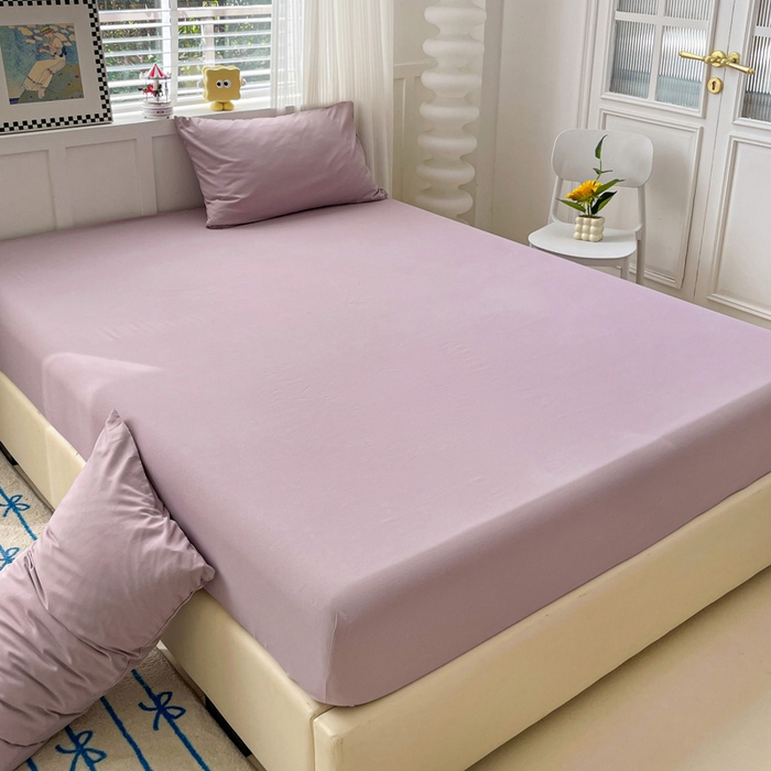 91家纺网 家纺一手货源 找家纺 朵朵家纺 2025新款水洗双层纱纯色糖果色床笠跨境系列（床垫保护套） 暗紫
