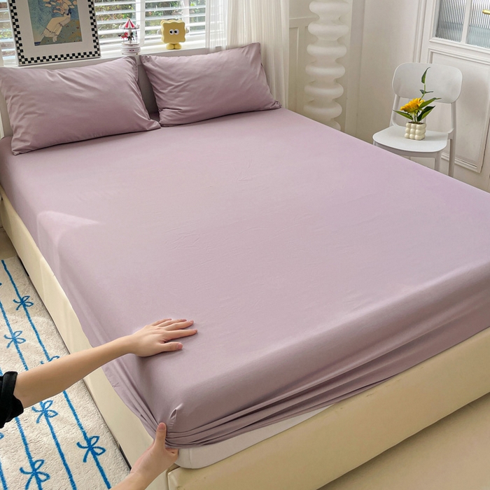 91家纺网 家纺一手货源 找家纺 （总）朵朵家纺 2025新款水洗双层纱纯色糖果色床笠跨境系列（床垫保护套）