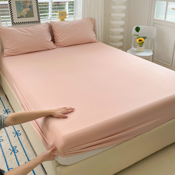 91家纺网 家纺一手货源 找家纺 （总）朵朵家纺 2025新款水洗双层纱纯色糖果色床笠跨境系列（床垫保护套）