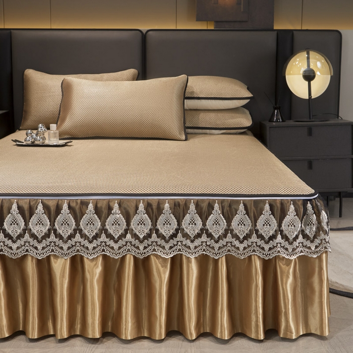 91家纺网 家纺一手货源 找家纺 （总）恋尚 2025新款可拆卸床裙款冰藤凉席（控价198起）