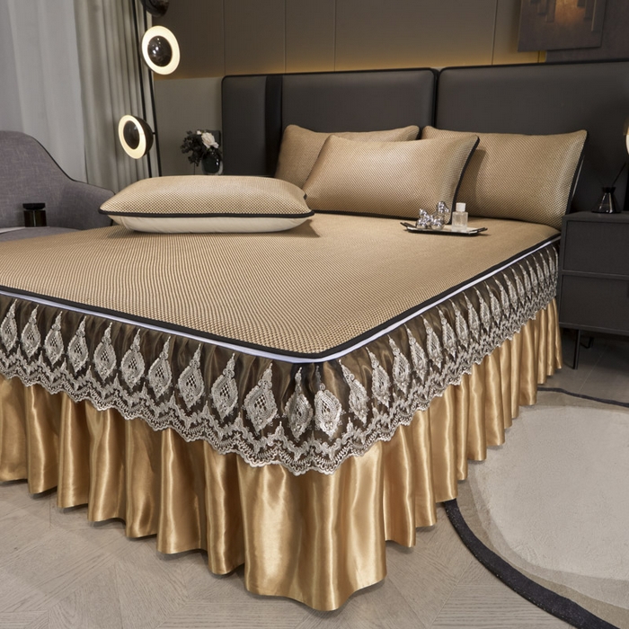 91家纺网 家纺一手货源 找家纺 （总）恋尚 2025新款可拆卸床裙款冰藤凉席（控价198起）