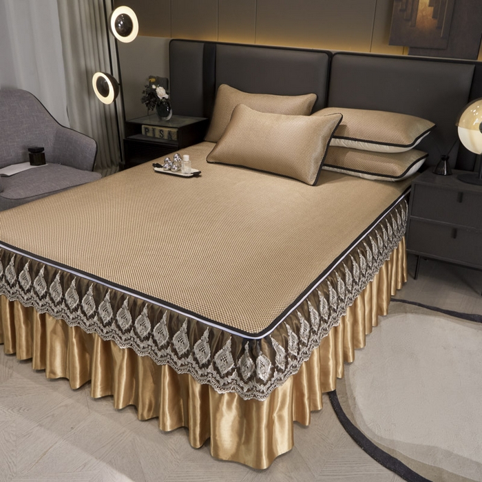 91家纺网 家纺一手货源 找家纺 （总）恋尚 2025新款可拆卸床裙款冰藤凉席（控价198起）