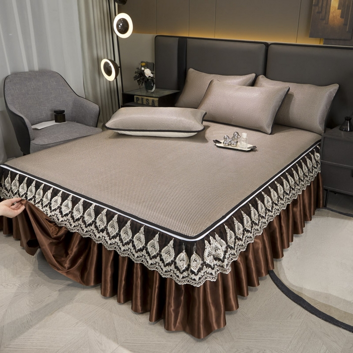 91家纺网 家纺一手货源 找家纺 （总）恋尚 2025新款可拆卸床裙款冰藤凉席（控价198起）