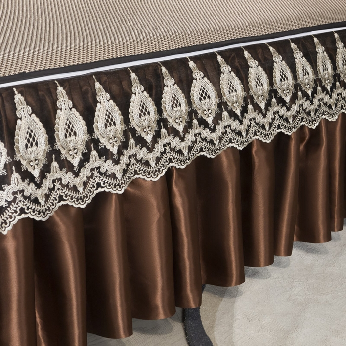 91家纺网 家纺一手货源 找家纺 恋尚 2025新款可拆卸床裙款冰藤凉席 冰藤床裙凉席- 柏姬咖色(控价198起)