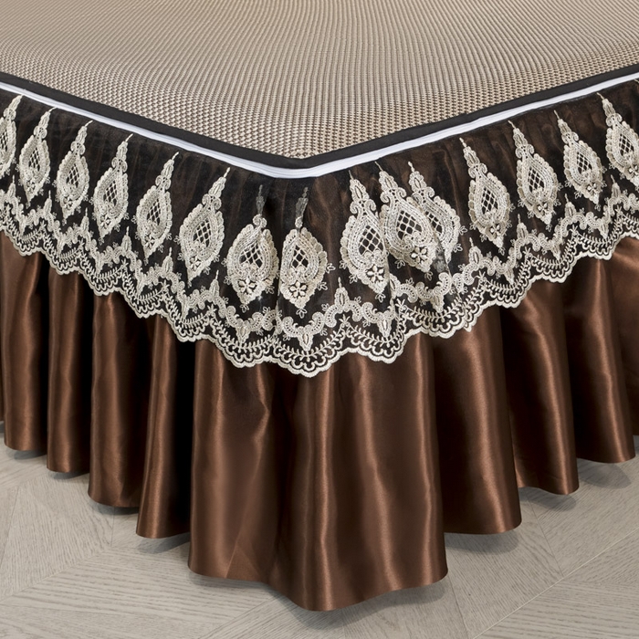 91家纺网 家纺一手货源 找家纺 恋尚 2025新款可拆卸床裙款冰藤凉席 冰藤床裙凉席- 柏姬咖色(控价198起)