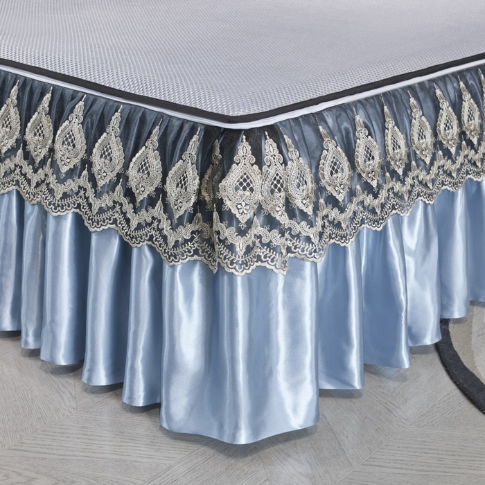 91家纺网 家纺一手货源 找家纺 恋尚 2025新款可拆卸床裙款冰藤凉席 冰藤床裙凉席- 柏姬蓝色(控价198起)