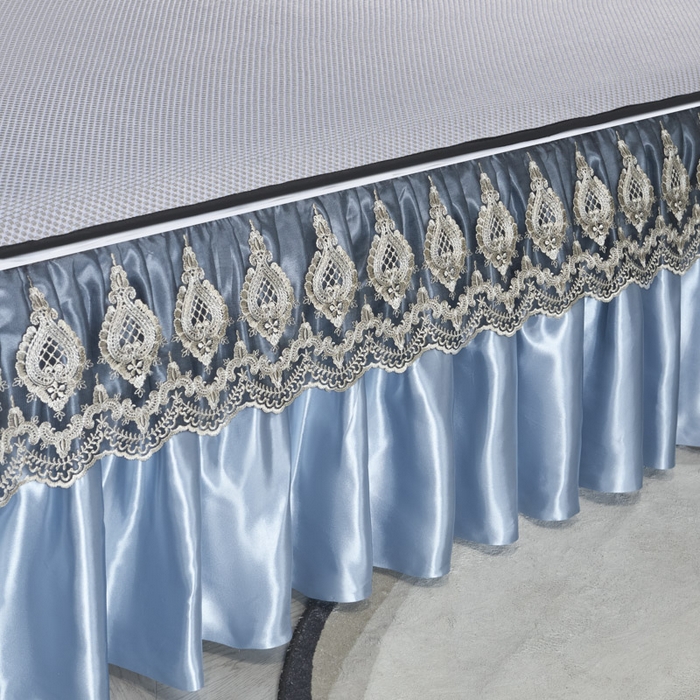 91家纺网 家纺一手货源 找家纺 恋尚 2025新款可拆卸床裙款冰藤凉席 冰藤床裙凉席- 柏姬蓝色(控价198起)