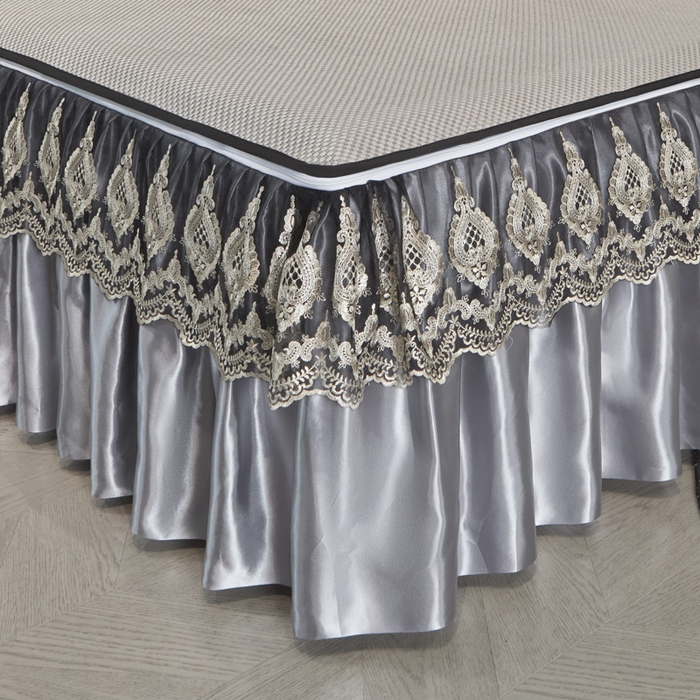 91家纺网 家纺一手货源 找家纺 恋尚 2025新款可拆卸床裙款冰藤凉席 冰藤床裙凉席- 柏姬浅灰(控价198起)